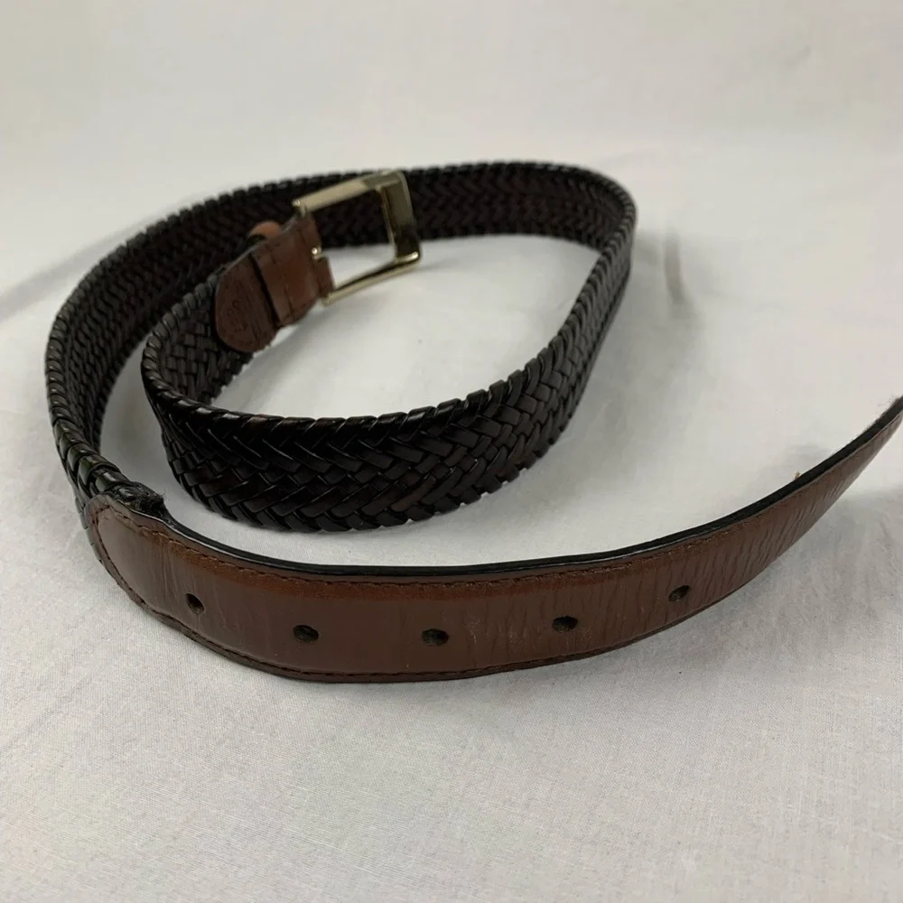 Dark Brown Braided Leather Belt 36/90 Dress Belt Casual Business Casual